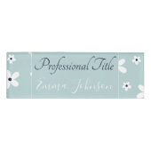 Summer Boho Blue White Daisy Flowers Naambadge (Voorkant)