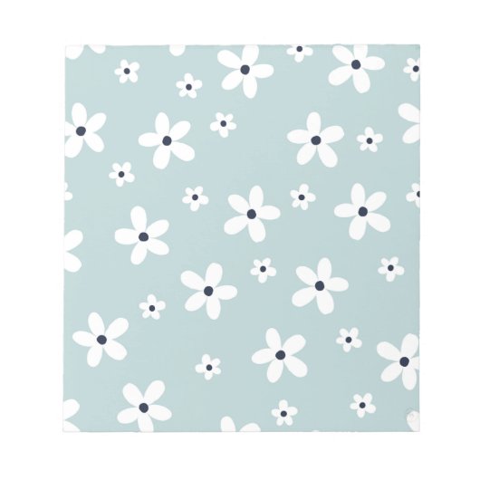 Summer Boho Blue White Daisy Flowers Notitieblok (Voorkant)