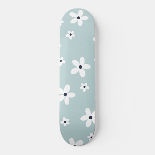 Summer Boho Blue White Daisy Flowers Persoonlijk Skateboard (Voorkant)