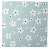 Summer Boho Blue White Daisy Flowers Tegeltje (Voorkant)
