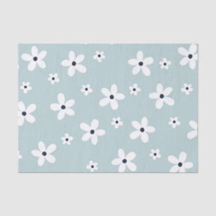 Summer Boho Blue White Daisy Flowers Tissuepapier