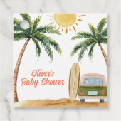 Summer Boho Surf Beach Van Baby shower Bedankjes Labels (Voorkant)