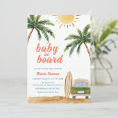 Summer Boho Surf Beach Van Baby shower Kaart (Staand voorkant)