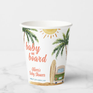 Summer Boho Surf Beach Van Baby shower Papieren Bekers