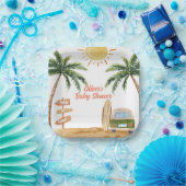 Summer Boho Surf Beach Van Baby shower Papieren Bordje (Feest)