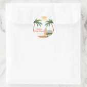 Summer Boho Surf Beach Van Baby shower Ronde Sticker (Tas)