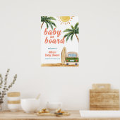 Summer Boho Surf Beach Van Baby shower Welkom Poster (Keuken)
