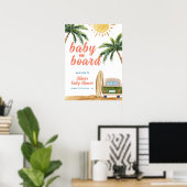Summer Boho Surf Beach Van Baby shower Welkom Poster (Thuiskantoor)