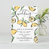 Summer Boho Waterverf Lemon Citrus Greenery Kaart (Staand voorkant)