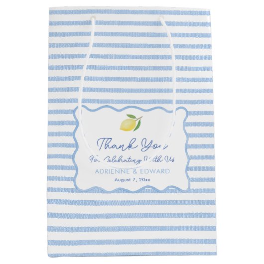 Summer Boho Wavy Line Lemon Wedding Bedankt Medium Cadeauzakje (Voorkant)