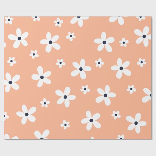 Summer Boho White Daisy Flowers Cadeaupapier (Vlak)