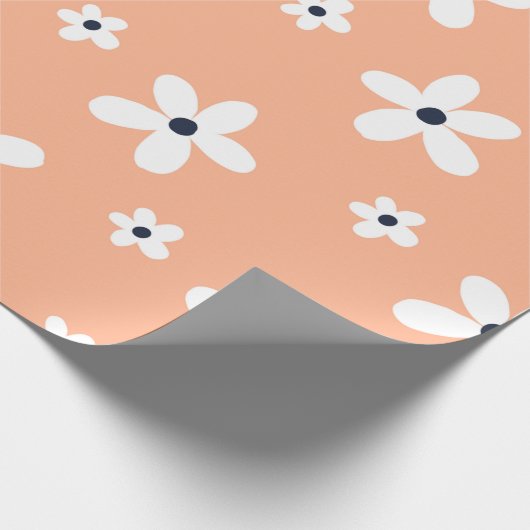 Summer Boho White Daisy Flowers Cadeaupapier (Hoek)