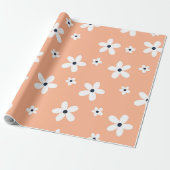 Summer Boho White Daisy Flowers Cadeaupapier (Uitgerold)