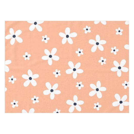 Summer Boho White Daisy Flowers Tafelkleed (Voorkant (Horizontaal))