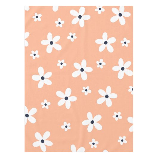 Summer Boho White Daisy Flowers Tafelkleed (Voorkant)