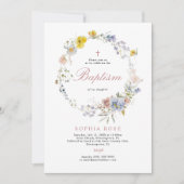 Summer Boho Wildbloemen Baptisme Invitation Kaart (Voorkant)
