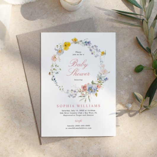 Summer Boho Wildflower Baby shower Invitation Kaart