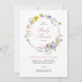 Summer Boho Wildflower Baby shower Invitation Kaart (Voorkant)