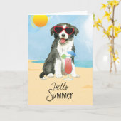Summer Border Collie Kaart (Gele Bloem)