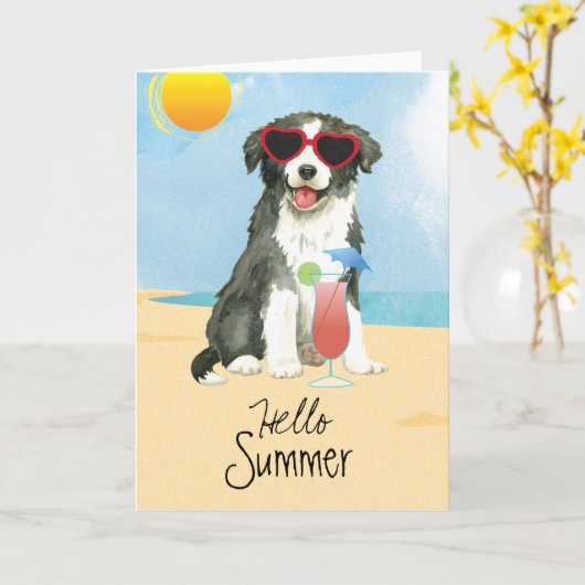 Summer Border Collie Kaart (Gele Bloem)