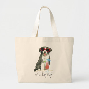 Summer Border Collie Large Canvas tas