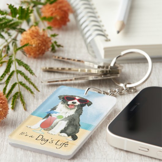 Summer Border Collie Sleutelhanger (Voorkant Rechts)