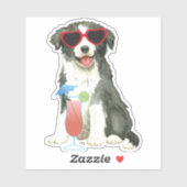 Summer Border Collie Vinyl Sticker (Vel)