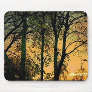 Summer Bossen Silhouette Sunset Muismat