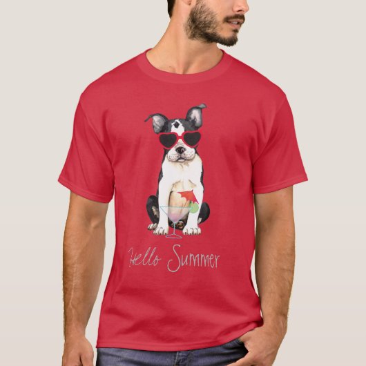 Summer Boston Terrier T-shirt (Voorkant)