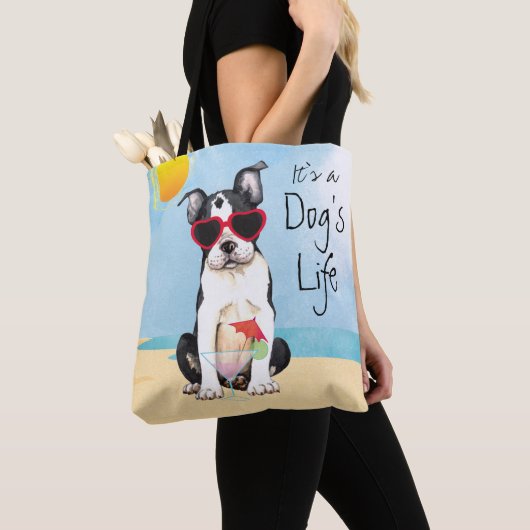 Summer Boston Terrier Tote Bag (Dichtbij)