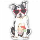 Summer Boston Terrier Vinyl Sticker (Voorkant)
