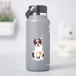 Summer Boston Terrier Vinyl Sticker