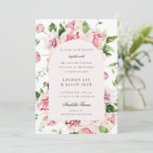 Summer Botanical Arch Greenery Pink Floral Wedding Kaart (Staand voorkant)