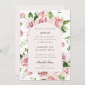 Summer Botanical Arch Greenery Pink Floral Wedding Kaart (Voorkant / Achterkant)
