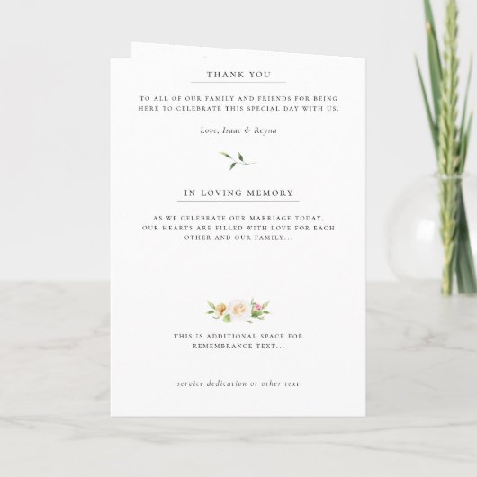 Summer Botanical Floral Wedding Programme Programma (Achterkant)