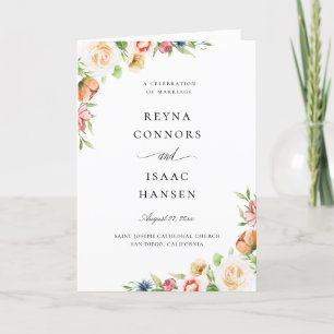 Summer Botanical Floral Wedding Programme Programma