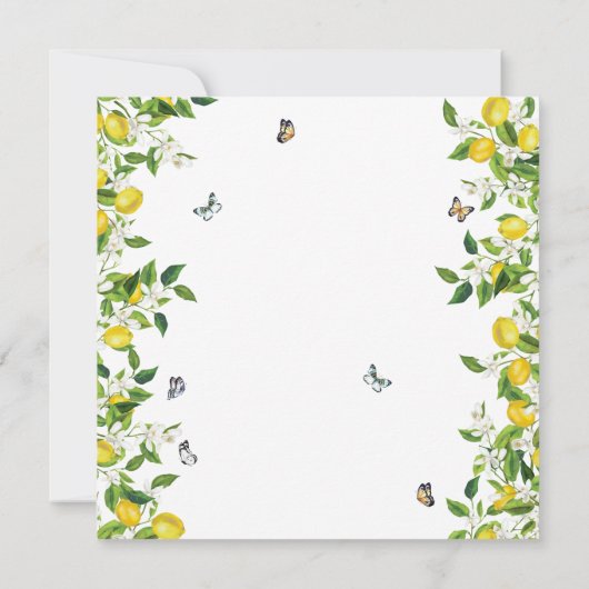 Summer Botanical Lemon Wedding Kaart (Achterkant)
