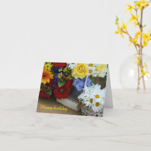 Summer Bouquet Birthday Wish Folded Wenskaart Kaart