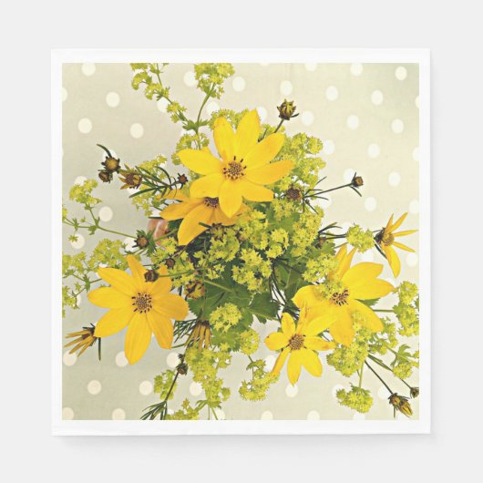 Summer Bouquet, Sunshine Yellow Flowers Servetten (Voorkant)