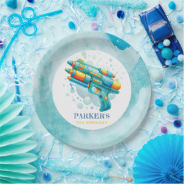 Summer Boy Verjaardag Water Pistool Custom Papieren Bordje