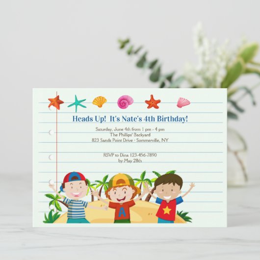 Summer Boys Uitnodiging (Staand voorkant)