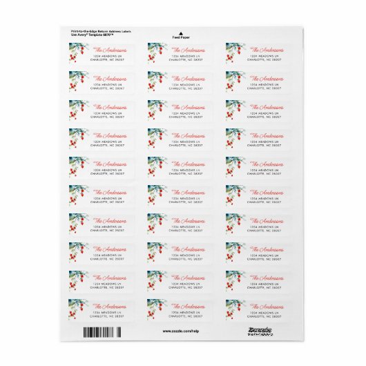 Summer Branches Modern Script Family Name Etiket (Full Sheet)