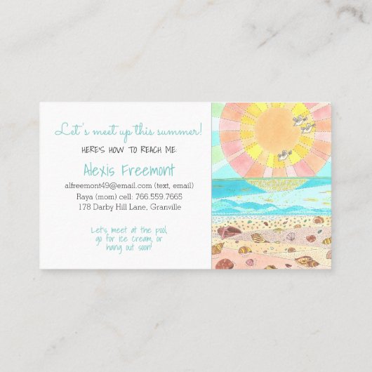 Summer Break Classmates Calling Card Contactkaartje (Achterkant)