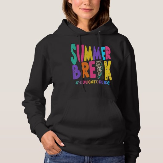 Summer Break Educator Life Sub Leopard Teaching Hoodie (Voorkant)