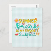 Summer Break is mijn favoriete onderwerp op Schoo Briefkaart (Voorkant / Achterkant)