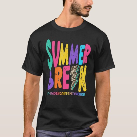 Summer Break Kindergarten Onderdeelvak Leopard Te T-shirt (Voorkant)