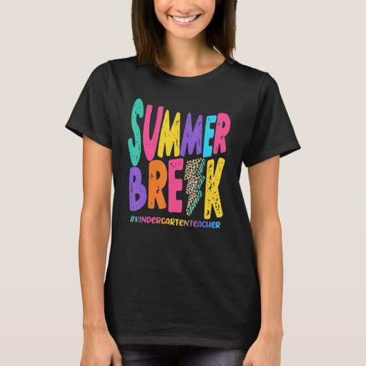 Summer Break Kindergarten Onderdeelvak Leopard Te T-shirt (Voorkant)