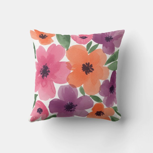 Summer Break Pillow – Watercolor Floral Botanical Kussen (Achterkant)