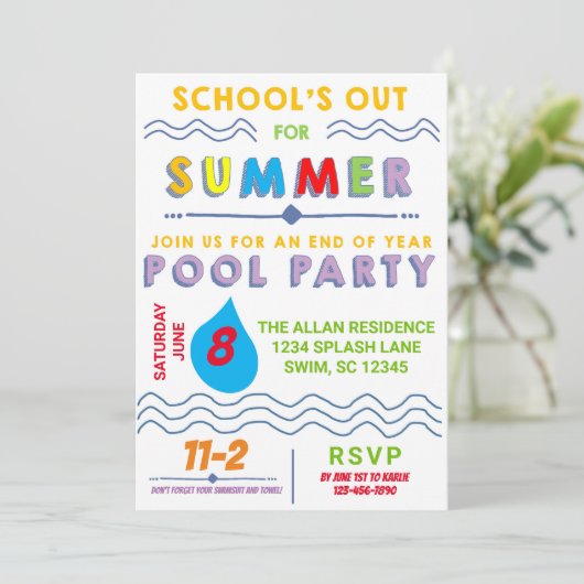 Summer Break Pool Kaart (Staand voorkant)