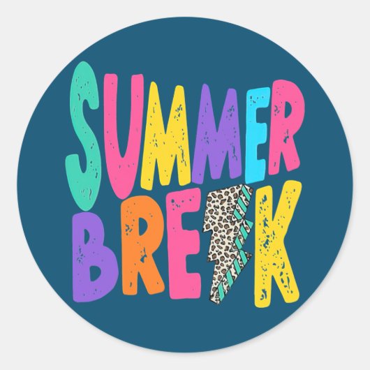 Summer Break Summer Vacation Holiday Beach  Ronde Sticker (Voorkant)